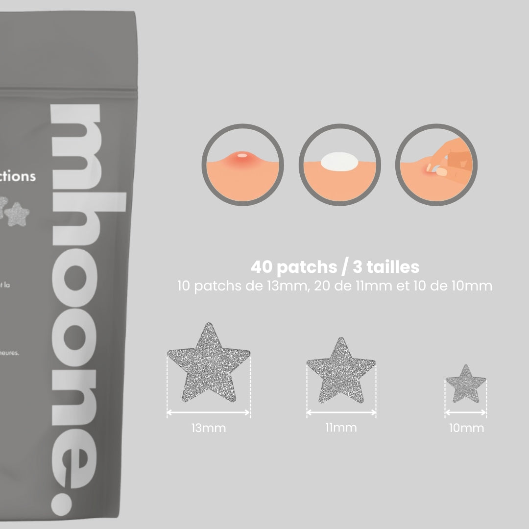 Patchs Mhoonelight - Étoiles argentées.